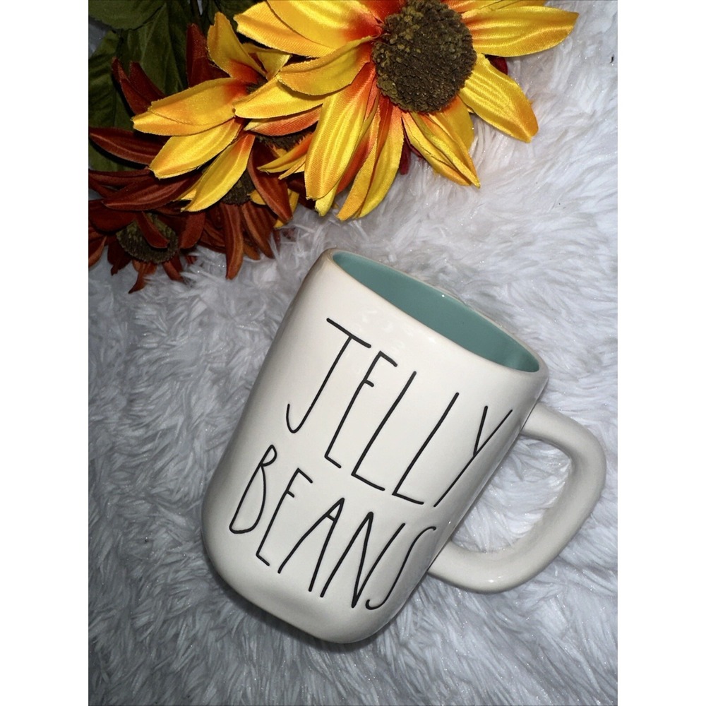 Rae Dunn Jelly Beans Mug White Ceramic Teal Interior Easter Farmhouse Coffee Cup